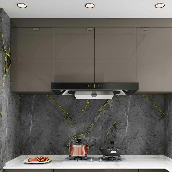 Britwall High-Gloss PET Charcoal Panel with Gilded Gray Marble Design Size:1220 x 2440 x 8 mm (Pack of 2)