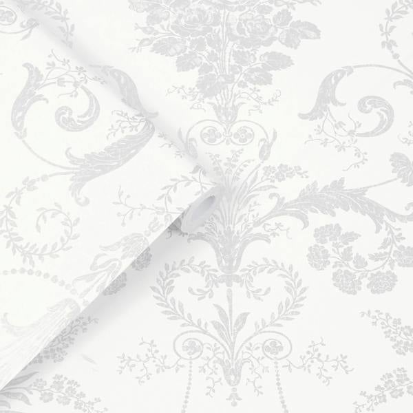 Laura Ashley Josette Wallpaper - Metallic Silver - 10m