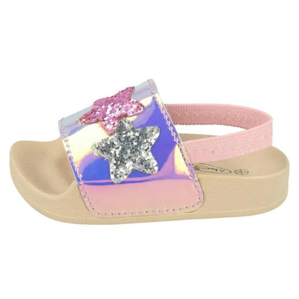 Spot On Girls Spot On Slingback Sliders With Glitter Star Design H0310