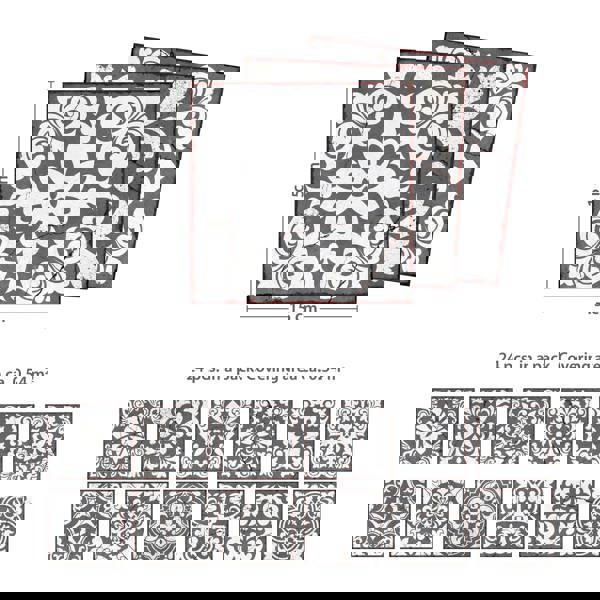 WALPLUS WT1543 - Vintage Cracked Design Medieval Tiles Wall Stickers - 15 cm x 15 cm - 24 pcs