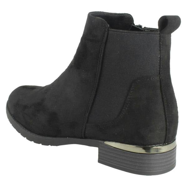 Spot On Ladies Spot On Low Heel Wide Fit Elastic Gussest Zip Ankle Boots F51195
