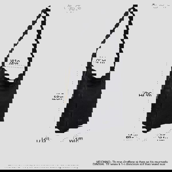 Assots London 'COURTNEY' Black Pebble Grain Leather Slouchy Hobo Bag