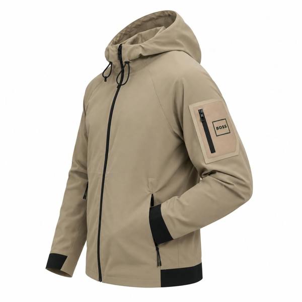 BOSS Terrace Soft Shell Jacket Light Pastel Khaki Green