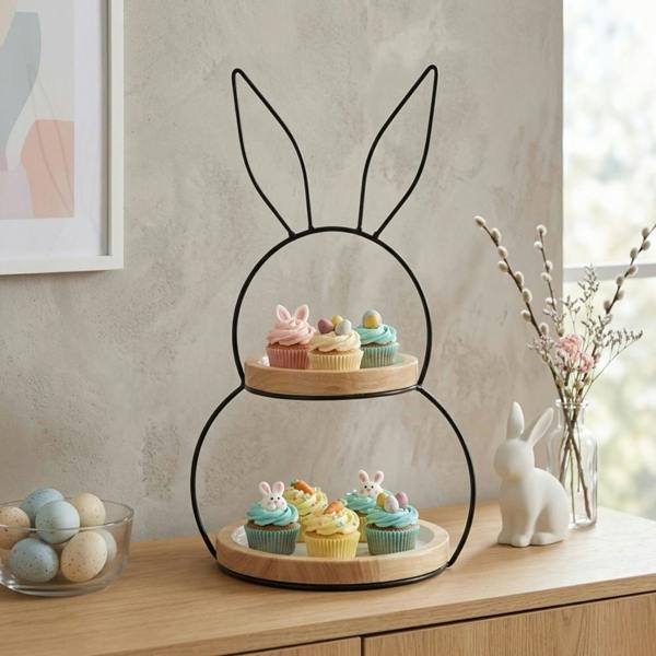 Garden Greatness 2 Tier Bunny Rabbit Cake Stand