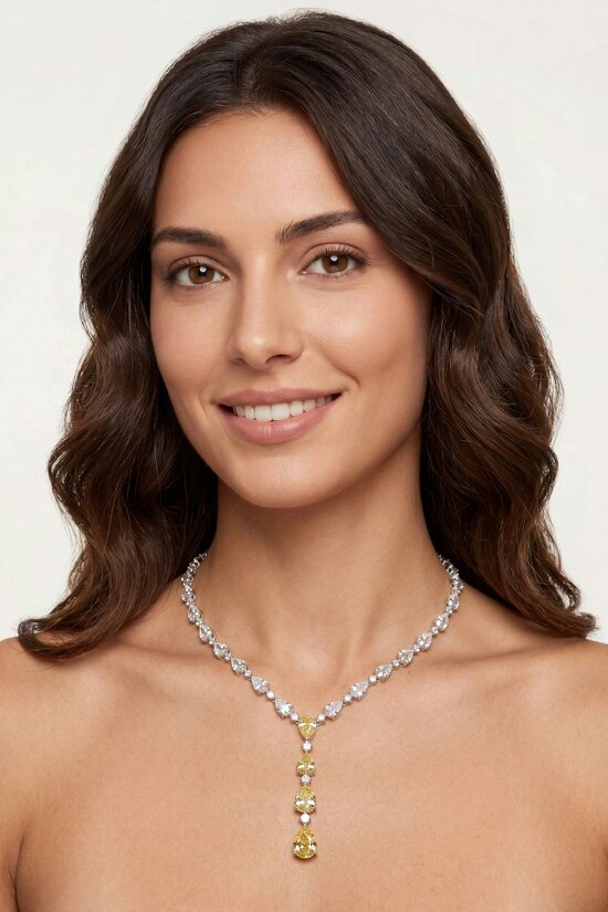 Latelita Elizabeth Statement Necklace Yellow Topaz Silver