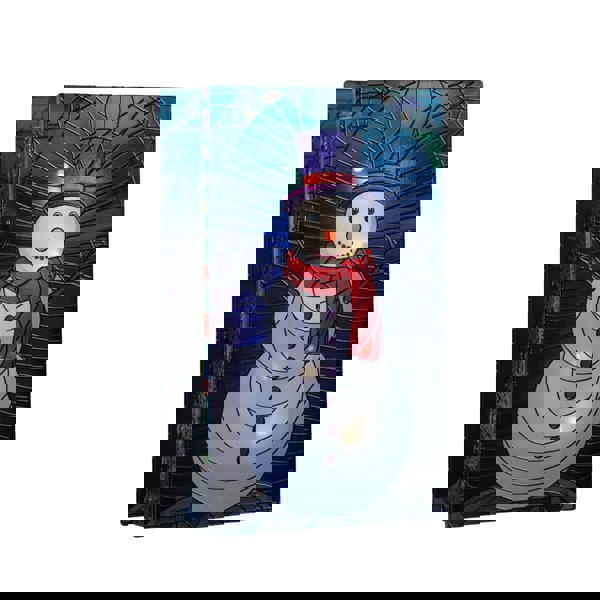 Samuel Alexander 21cm Battery Operated Light up Double Sided Stained Glass Snowman Decoration with LEDs