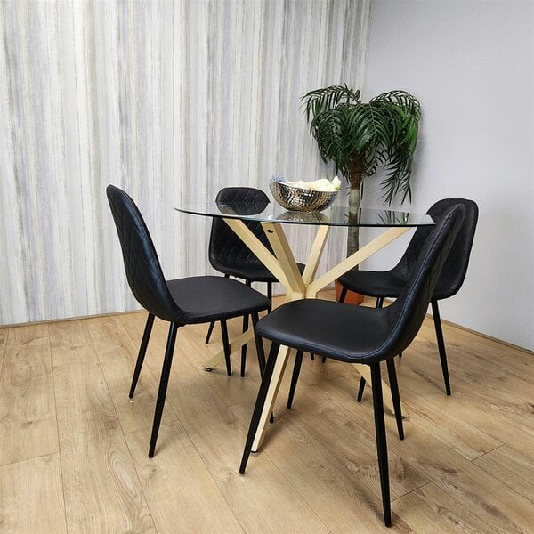 Kosy Koala Forest Round Glass Table + 4 Black gem