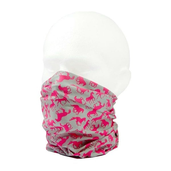 Grey & Pink Horse Design Multifunctional Scarf RUFFNEK® Grey/Pink