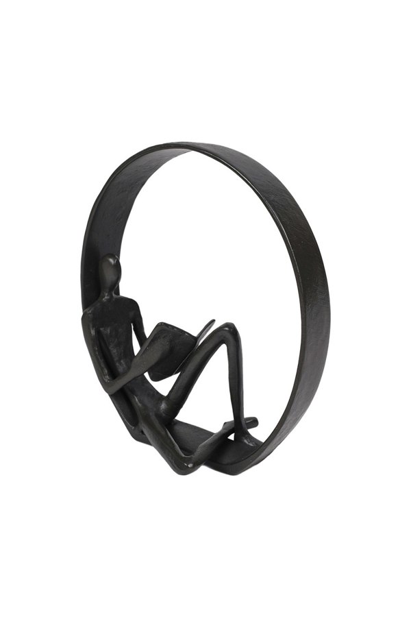 Living and Home Metal Statue Reading Men in Circle Desktop Ornament Figurines