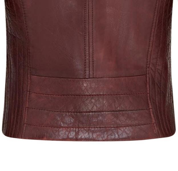 Infinity Leather Womens Burgundy Biker Leather Jacket - Delhi