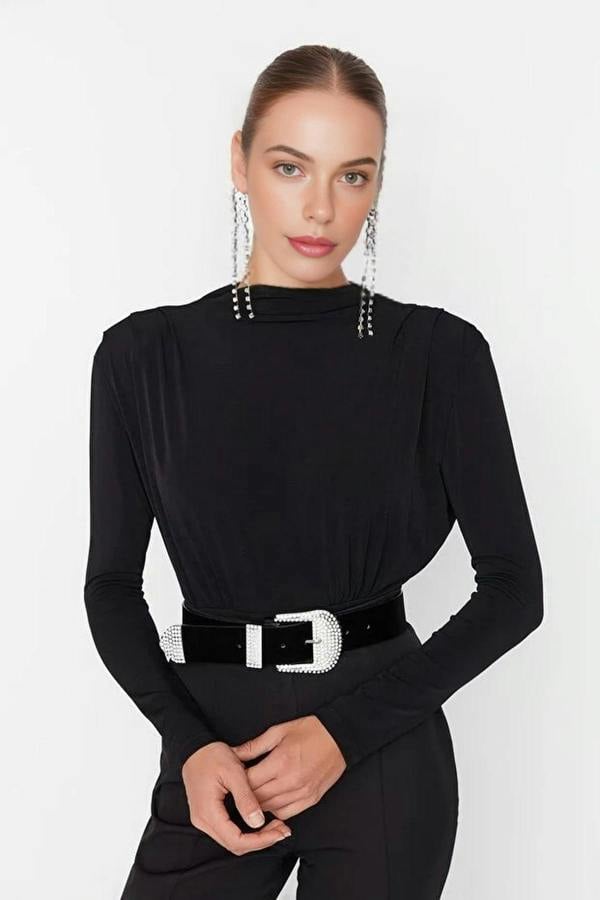 WOVCOR Knit Bodysuit with Drape Detail