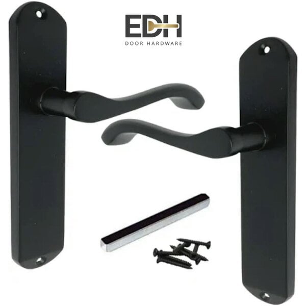 EDH Door Hardware Matt Black Cadenza Victorian Scroll Door Handles – Handle Only – 178mm x 38mm