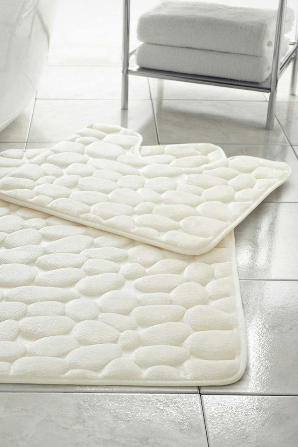 HomeSpace Direct Memory Foam Pebbles Bath Mat Set 2 Piece