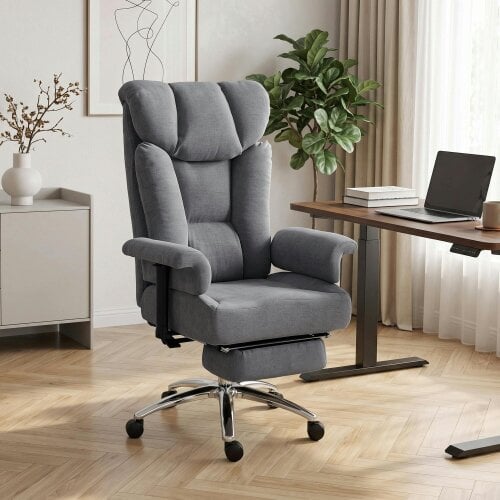 HOMCOM 250 kg Big and Tall Office Chair with High Back, Footrest, Dark Grey