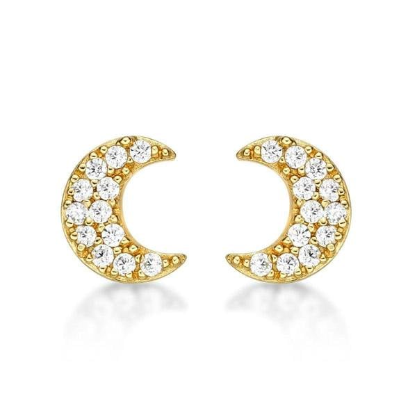 Gold Plated Moon Crescent Stud Earrings for Women - namana.london