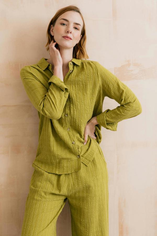 Lily & Me Savannah Textured Seersucker Shirt Lime