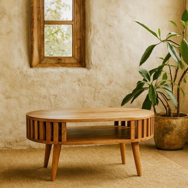 Wyld Haus Varenna Natural Mango Wood Slatted Coffee Table