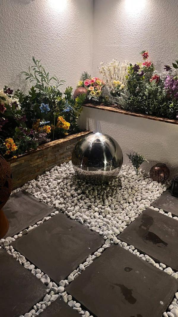 Tranquillity Water Features 40cm Stainless Steel Sphere Modern Metal Water Feature