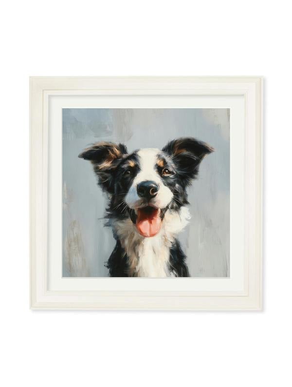 Exceptional Art The Smiley Sheepdog - Cream Hurstwood square frame