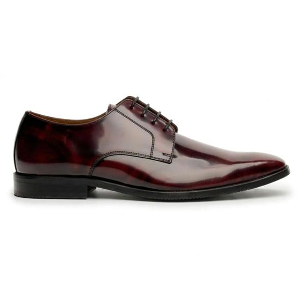 House Of Cavani Chester - Men's Burgundy High-Shine Polished Derby Shoes