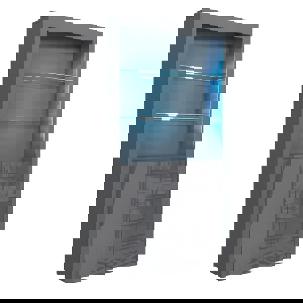 Mex Furniture Tall Display Cabinet 170cm Grey Gloss Doors – Free LED Lights