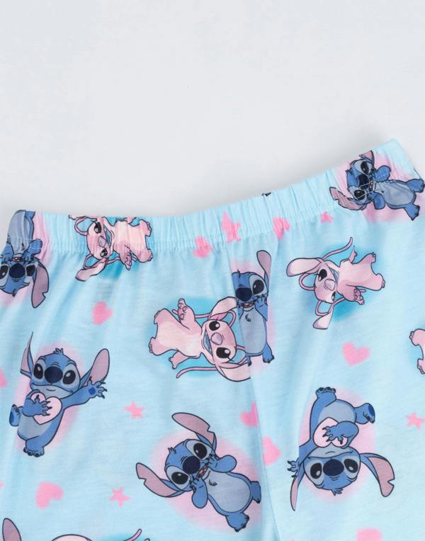 Vanilla Underground Disney Lilo & Stitch Girls Blue Character Long Sleeve Long Leg Pyjama Set