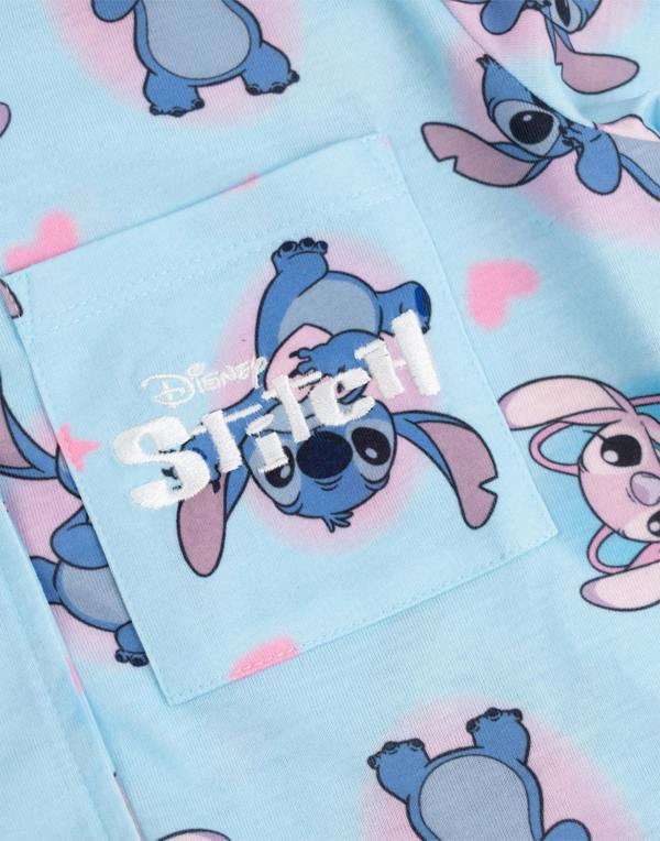 Vanilla Underground Disney Lilo & Stitch Girls Blue Character Long Sleeve Long Leg Pyjama Set