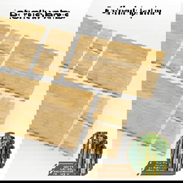 Toque 8 Pcs Natural Bamboo Placemat Coaster Heat-resistant Mat Storage Tray Dish