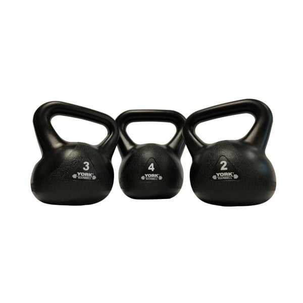 York Barbell Vinyl Kettlebell Set 2,3,4kg - Black