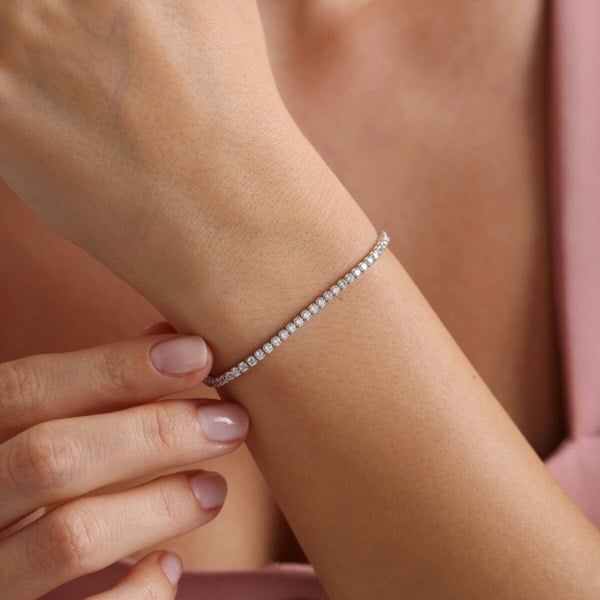 Spero London Sterling Silver Adjustable Tennis Bracelet - 2mm