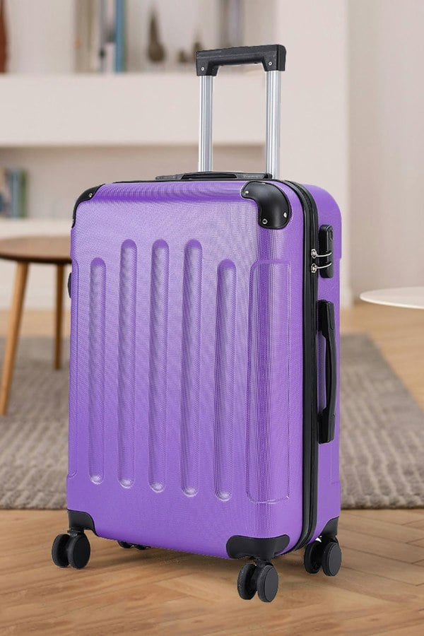 Living and Home Lightweight Hardside Travel Suitcase with Spinner Wheels, 28" Purple
