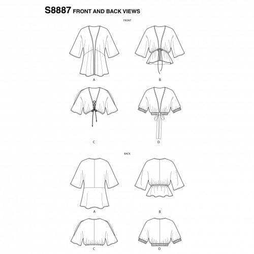 Simplicity Sewing Pattern 8887, Tops for Women, A (XXS-XS-S-M-L-XL-XXL) - Easy