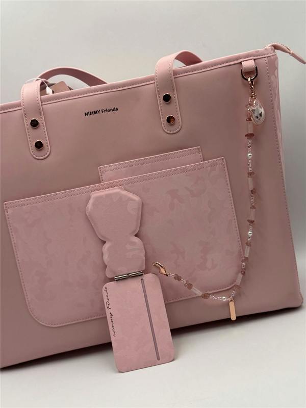 Nimmy Friends Nimmy Magnetic Fashion Series Combo White Cat Tote Bag Pink - N-CXMX-TTBZH-04
