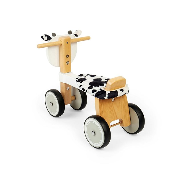 Bigjigs Toys Wooden Ride On Cow, Sturdy Wooden Handlebars And Fluffy Seat