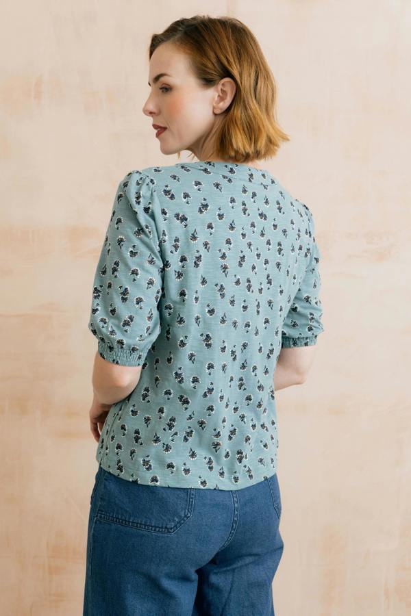 Lily & Me Meadow Blossom Organic Cotton Jersey Blouse Ocean