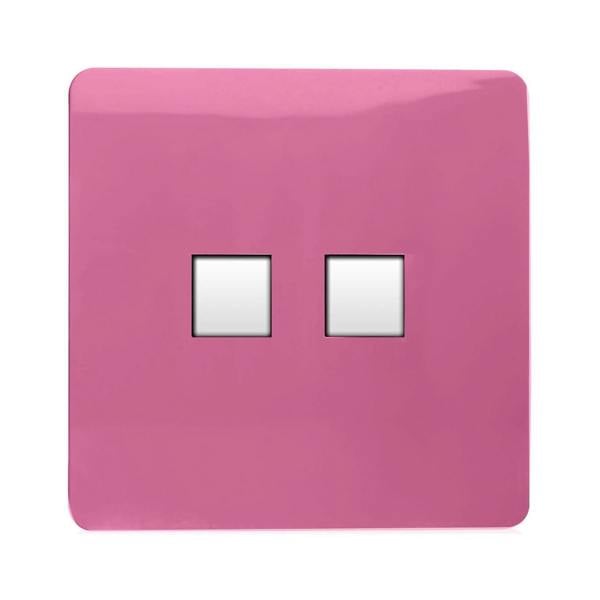 Trendi Switch 2 Gang Cat 3 Telephone Slave Socket in Candy Pink