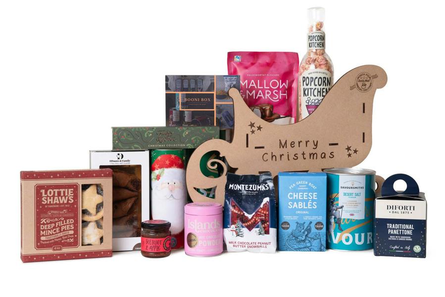 Booni Box House Full of Christmas Festive Food & Drink Hamper - Sleigh - Alcohol Free