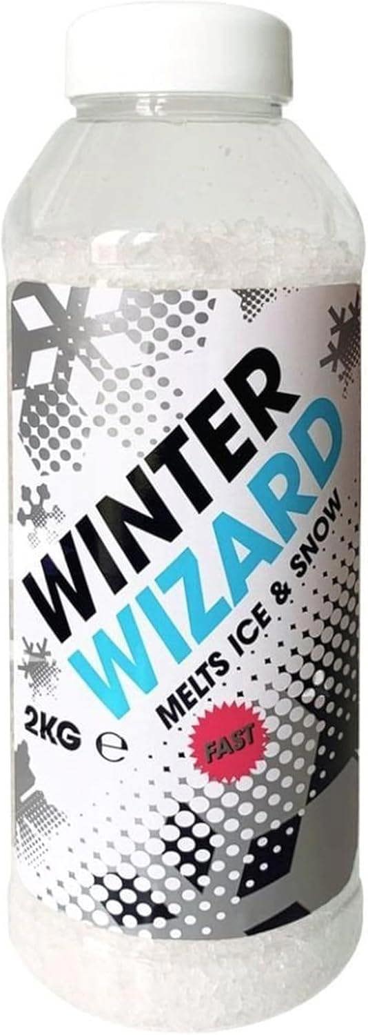 1 Tub 2kg De-Icer Shaker Tub Winter Salt White Grit Rock Salt