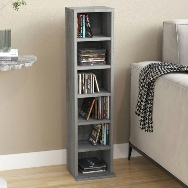 Berkfield CD Cabinet Grey Sonoma 21x20x88 cm Engineered Wood