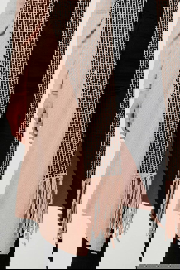 Beige | Printed Fringed Scarf Detail Long Jacket