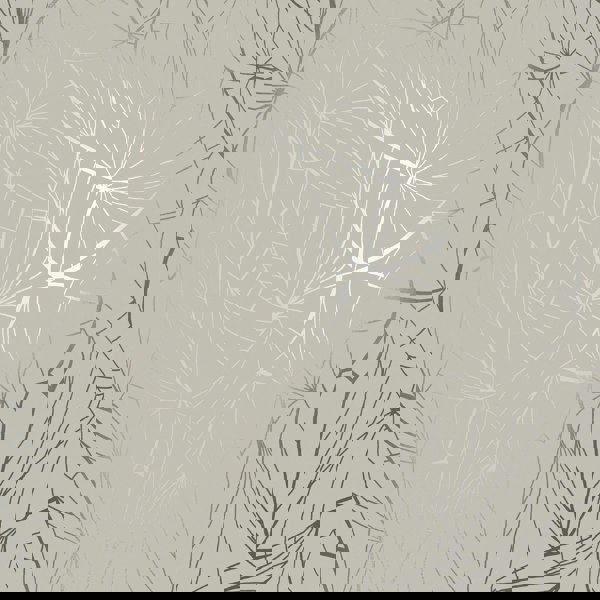 Leaf pewter / limestone wallpaper by Erica Wakerly
