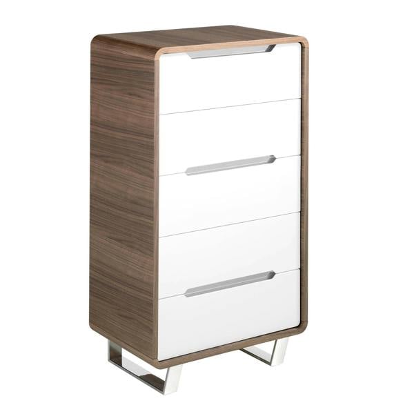 Angel Cerdá Chiffonier White Wood, Walnut and Chromed Steel 7111