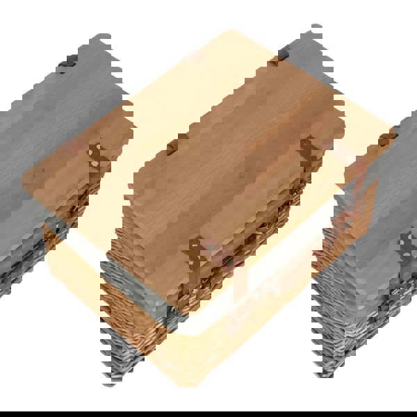 Double Steamed Grey Lined Willow Picnic Basket with Pinewood Lid