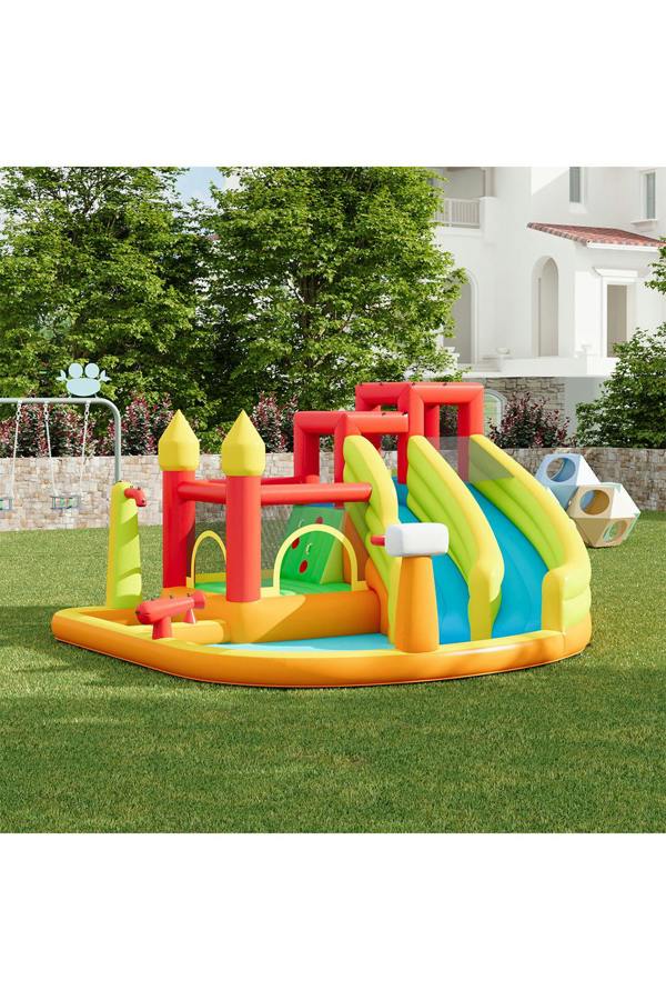 Inflatable Trampoline Bounce House with Long Slide