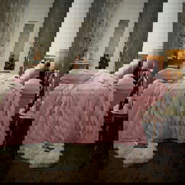 Smart Living Teddy Plain Duvet Cover and Pillowcase Set - Pink