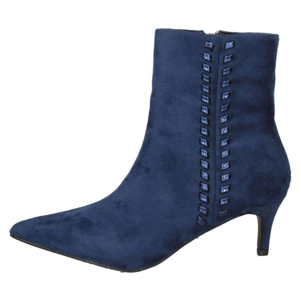 Ladies Collection Mid Heel Pointed Toe Ankle Boots F51222
