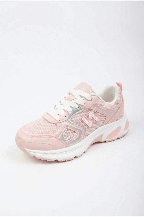[brandflag] Harper Womens Chunky Sole Mesh Panel Trainers - Pink