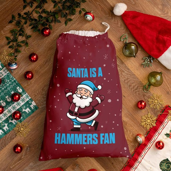 BritishmadeGifts Santa is a Hammers Fan - Football Fan Santa Sack