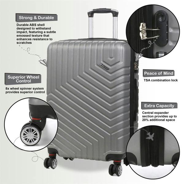 Snowball Expandable Hard Shell 8 Wheels Luggage Travel Cabin Bags Suitcase Set