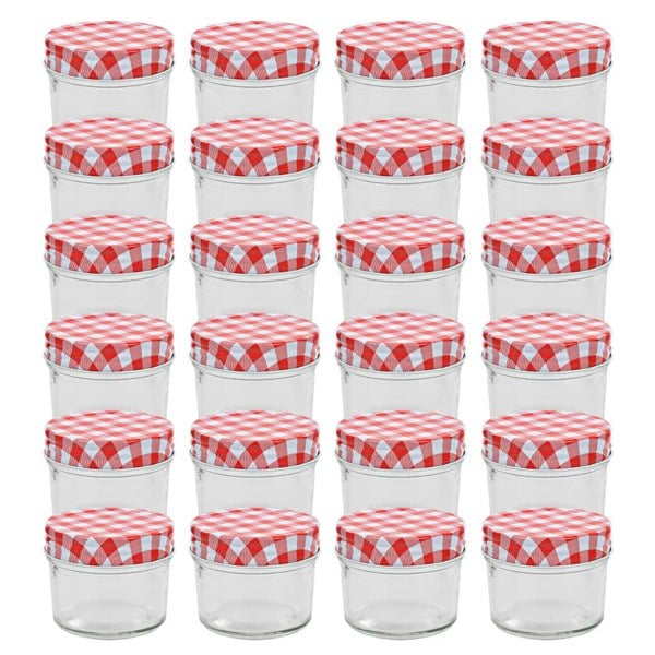 Berkfield Glass Jam Jars with White and Red Lids 24 pcs 110 ml